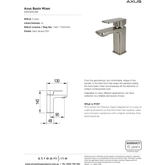 Axus Basin Arcisan Streamline Mixer - Satin Nickel